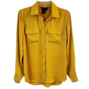 Banana Republic Silk Gold Button Down Shirt Large